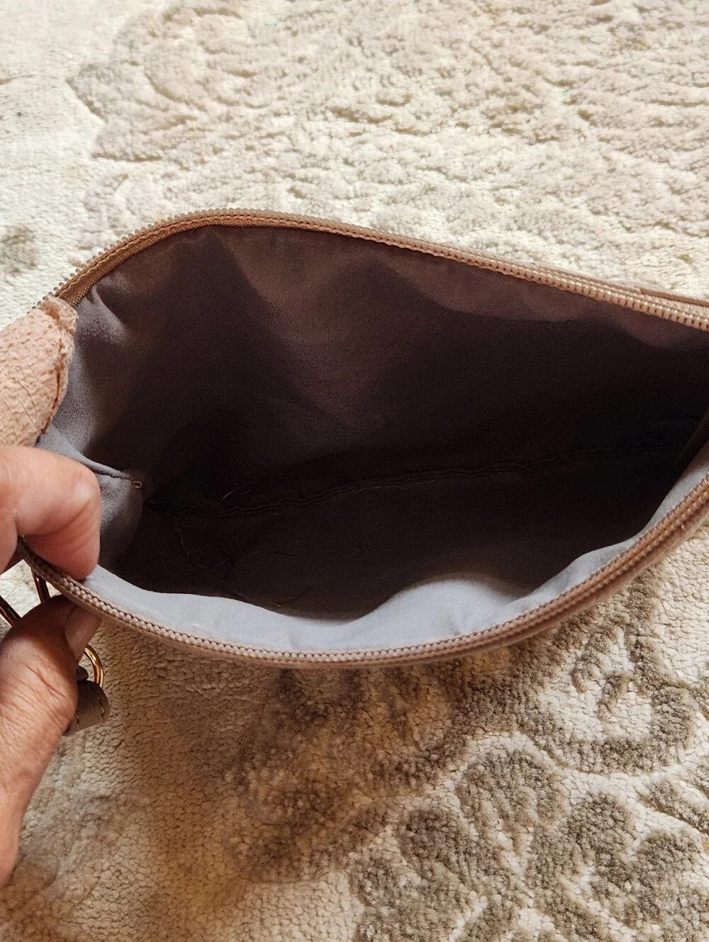 Saint Laurent Tan Quilted Leather Wristlet Clutch with Gold YSL